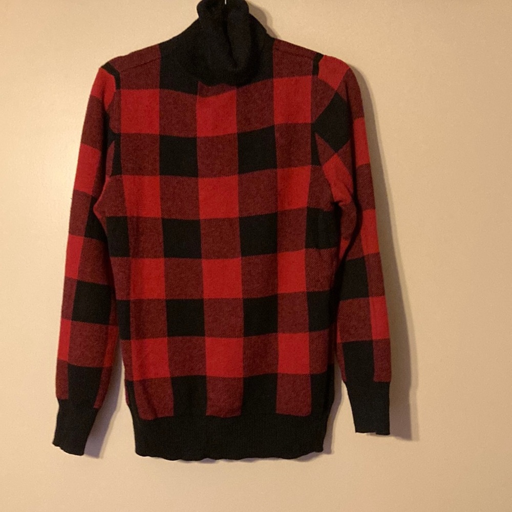 L.L. Bean Red and Black Turtleneck Sweater